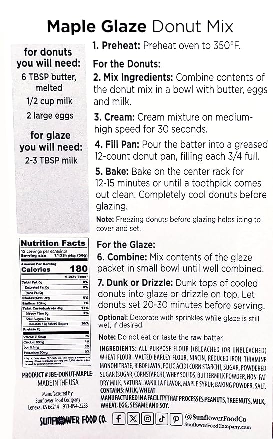 Rabbit Creek Maple Donuts Mix with Glaze Included – Baked Donuts, Not Fried – Donut Baking Mix