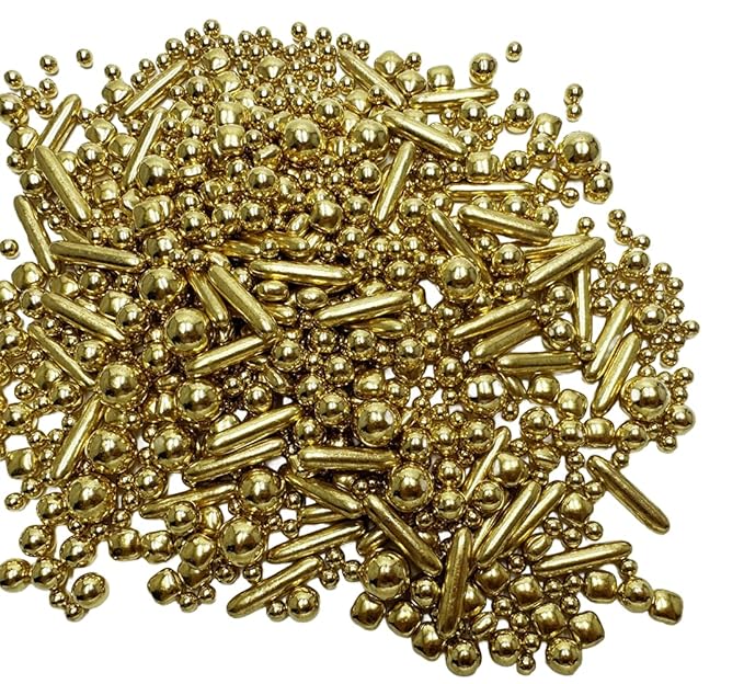 Gold Dragees Sprinkles Sprinkles for Cake Decorating, Gold Pearl Sugar Cupcake, Cookies, Ice Cream Toppings, 120g/ 4.2 Ounces Cake Decorations Baking for Christmas Wedding Shower, New Year’S Eve