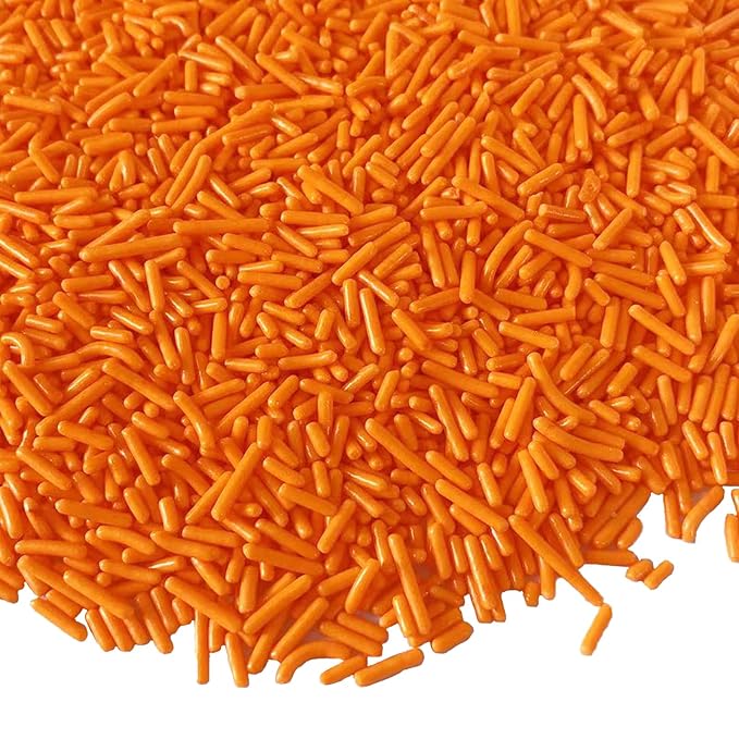 Sentovac Orange Soft Jimmies Sprinkles Edible for Cake Decorating Orange Sprinkles Sugar Candy Cookie Cupcake Topper Ice Cream Baking Decorations Wedding Halloween Christmas Supplies 3.35oz