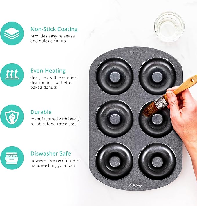 Nonstick Donut Pan Set – 2-Piece Bakeware with 6-Cavity Mini and 12-Cavity Standard Molds, Durable Carbon Steel, Scratch-Resistant, Even Heating