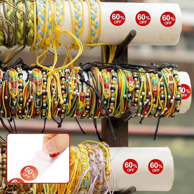 2 Rolls Discount Stickers, 1in Round Promotion Labels Self Adhesive Price Markers Signs Sales Reduced Tags for Retail Stores Supermarkets Shops Garage (Red)