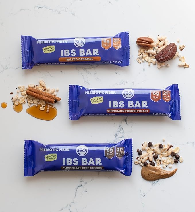 Fody Foods IBS Snack Bars, Cinnamon French Toast, 1.41 Oz (Pack of 12), 6g Prebiotic Fiber, Low FODMAP, Gut & IBS Friendly, Lactose Free, Non-GMO, Gluten Free