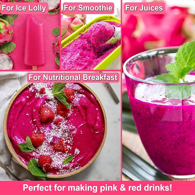Dragon Fruit Powder - Kiigfood 5.3 oz/150g Natural Fruit Powder, Freeze-Dried Pink Pitaya Powder for Dragon Fruit Syrup, Drink, Christmas Baking, Smoothies, Cocktail, Food Coloring - Vegan, Non-GMO, Gluten-Free