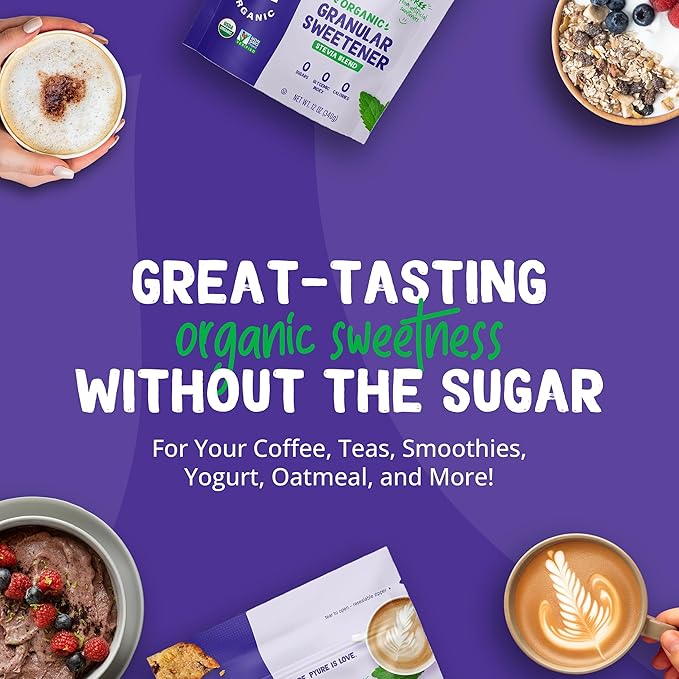 Pyure Organic Stevia Blend | Granulated Sugar Substitute with Zero Calories & Carbs | Keto, Diabetic & Vegan Friendly | Sugary Taste Alternative | USDA Organic Non-GMO | Good For Baking | 2.5lb (40oz)