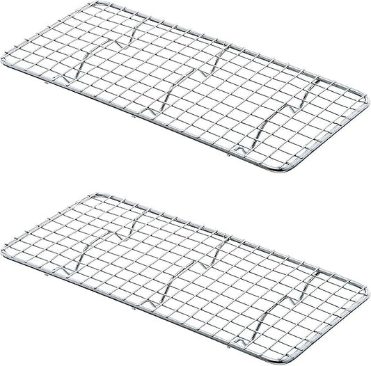 TrueCraftware- 5"x 10" Third Size Rectangular Wire Pan Grate Chrome-Plated Set of 2-Fits Third Size Sheet Cookie Pans Cooling Rack Baking Sheet Grate Cake Rack for Pies Cookies Pastries Cakes