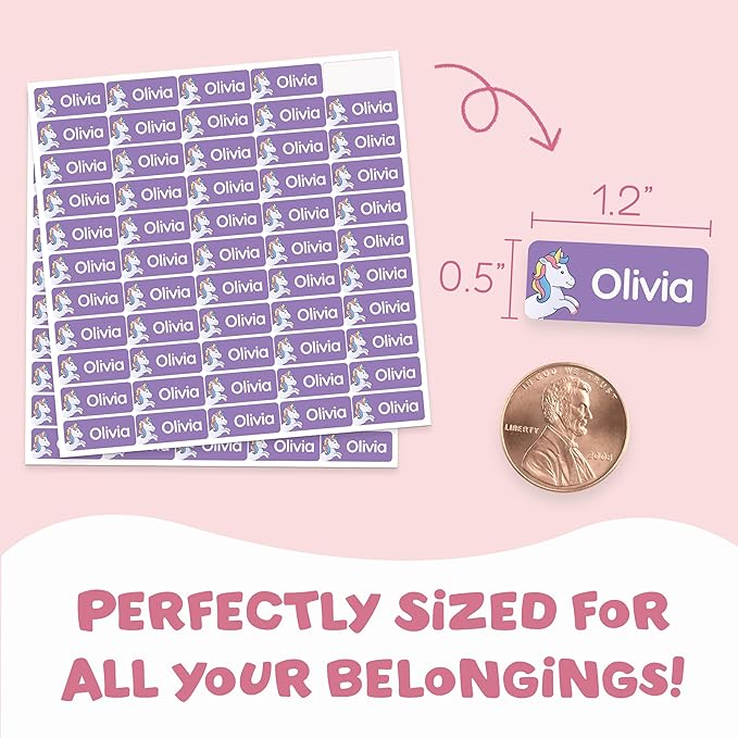TagBuddy® Personalized Daycare Name Labels for Kids [210pcs] - Waterproof Name Stickers for School, Baby Bottles & Clothing - Custom Name Stickers - Washable Stick On Labels (1.2”x0.5”)
