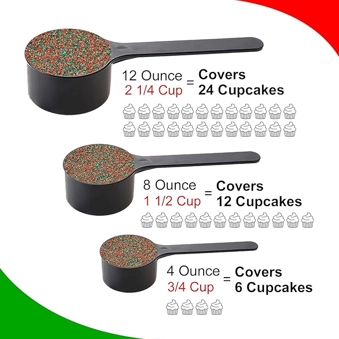 Christmas Sprinkles - Holiday Sprinkles For Baking And Decorating - A Variety Of Bulk Sprinkles Sure To Fit Every Baking Need For The Holidays - 4 Ounce Variety (Red & Green Sanding Sugar)