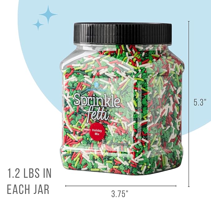 Sweets Indeed Bulk Christmas Sprinkles – 1.2 lb Bulk Jar | Holiday Red, Green & White Sprinkle Blend for Cookies, Cakes, Cupcakes & Bakeries