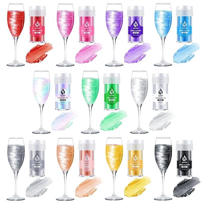 Iridescent Edible Glitter – 6g Rainbow Luster Dust Drink Glitter, Food Grade Shimmer Powder for Cocktails, Cakes, Beverages, Chocolate & Candy