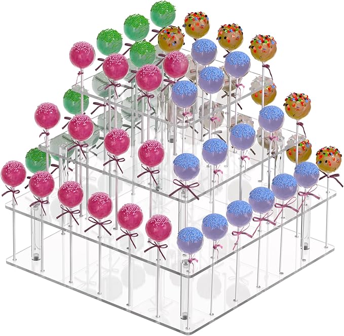 12in Cake Pop Stand Acrylic Cakepop Display Stand,Large Tree Clear Lollipop Holder,3 Tier Display Tower for Sweets,56 Hole Big Candy Transparent Cake Pops Dry Stand Lollipops Wedding Decorating
