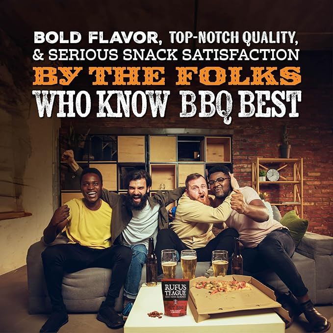Rufus Teague Hot BBQ Honey Roasted Almonds – Sweet, Spicy & Smoky Gourmet Snacks, 9 oz Resealable Pouch for Freshness, 2 Pack