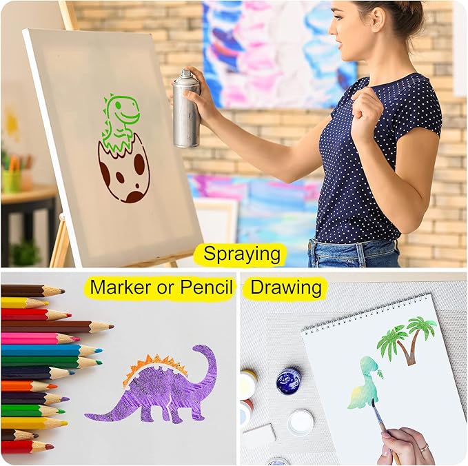 66 Pcs Small Stencils for Crafts Reusable 3 Inch Stencils for Painting on Wood DIY Craft Paint Template for Wall Home Decor Card Rock Canvas Drawing Holiday Ornament(Dinosaur)
