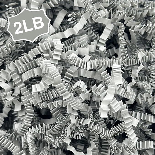 2LB Crinkle Paper Shred Filler for Bag Gift Box Basket Confetti Paper Shreded Stuffing Decorations(Grey)