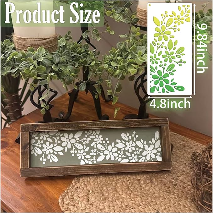 8 Pieces Stencils for Crafts Reusable Branches Musical Notes Stencil Floral Texture Background Layering Drawing Templates Stencils for Painting on Wood Furniture Paper (8 Branches)
