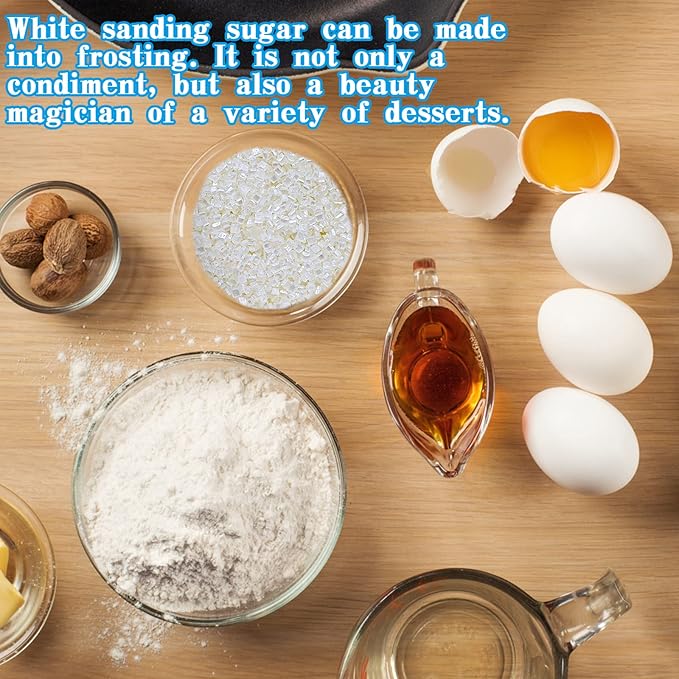 LEBERY Sanding Sugar White Edible Sugars Sprinkles Sanding Sugar for Cake Decorating, Edible Crystal Candy White Pearl Sprinkle for Wedding Party Baking Cupcake Cookie Ice Cream Decoration Supplies - 3 oz