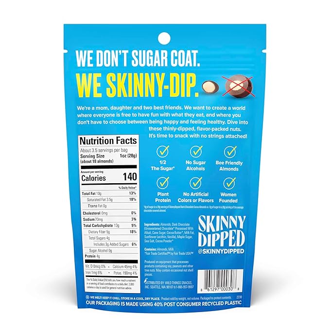 SkinnyDipped Faves Variety Pack, Healthy Snack, Plant Protein, Gluten Free, Pack of 6