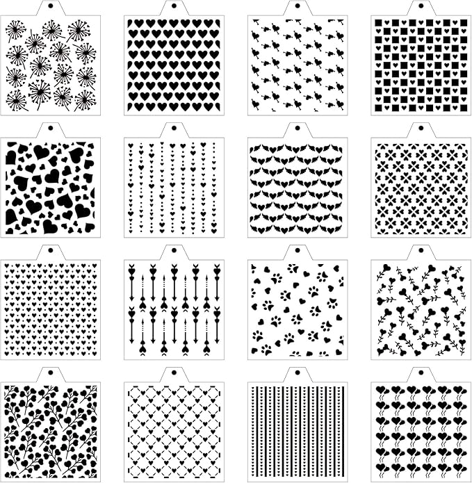 Stencil Genie 16 Pcs 5.5x5.5in Cookie Stencils for Royal Icing, Airbrush & Sugar Cookies
