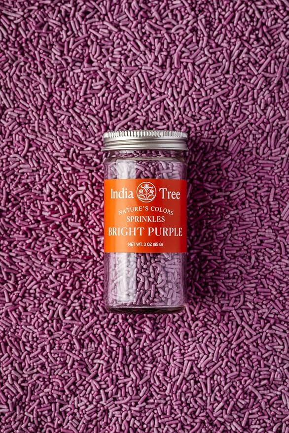 Bright Purple Sprinkles – Vegan, Non‑GMO, Dye‑Free, Allergen‑Free, 3 oz Jar – India Tree Nature’s Colors