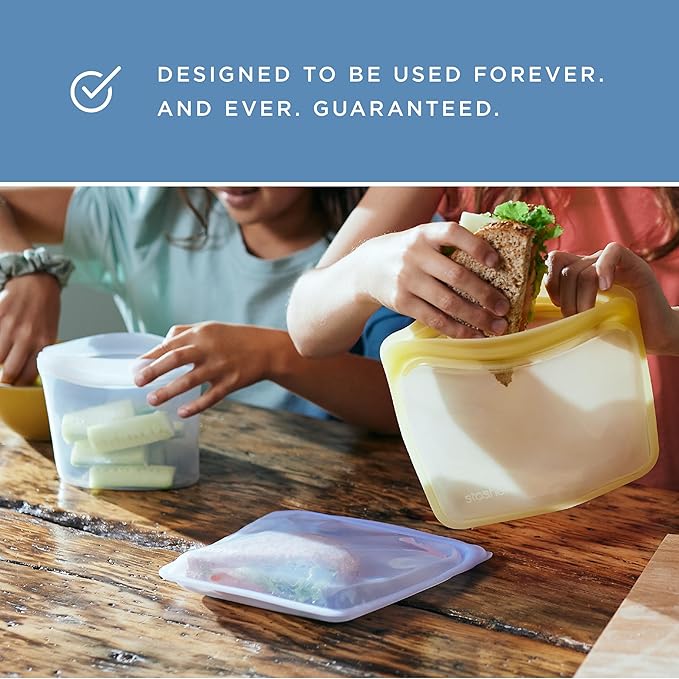 Stasher Premium Silicone Reusable Food Storage Sandwich Bag, Purple Wave, Microwave, Sous Vide, Dishwasher, Oven and Freezer Safe, BPA Free, Leak-free, Eco-friendly, 28 Oz