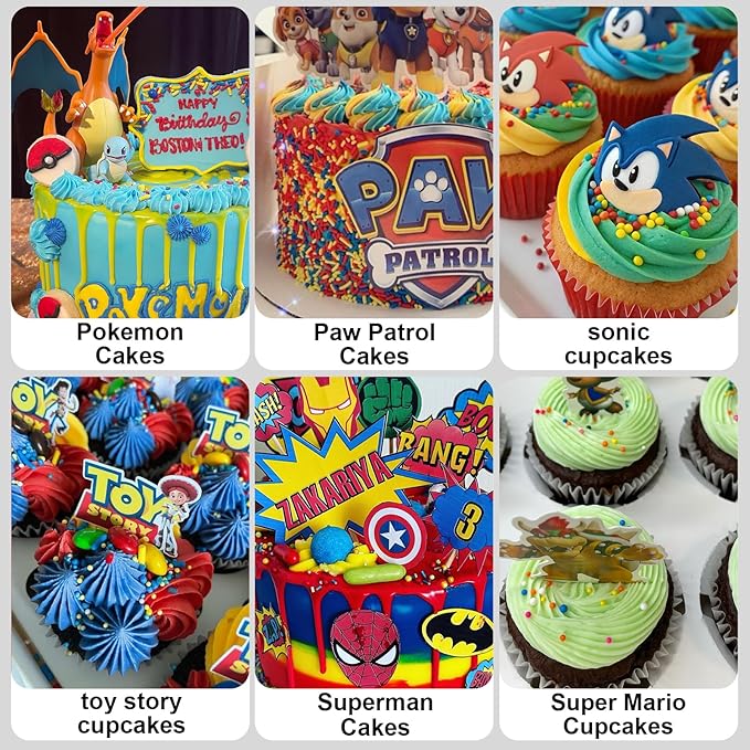 HUEBEATY 6-in-1 Sprinkles for Cake Decorating – 180g Red Blue Yellow Cake Sprinkles Mix with Flash Lightning Bolt Confetti, Jimmies, Nonpareils, Stars & Pearls – Edible Cakes, Cupcakes, Cookies & Ice Cream Topper Decorations (Primary)
