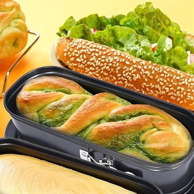 Square Springform Cake Baking Pans: Non-stick Cheesecake/Tiramisu Pan with Removable Bottom, Quick Release Latch Bakeware Leakproof Bread Loaf Pan, 12.4" x 4.92" x 3.35"