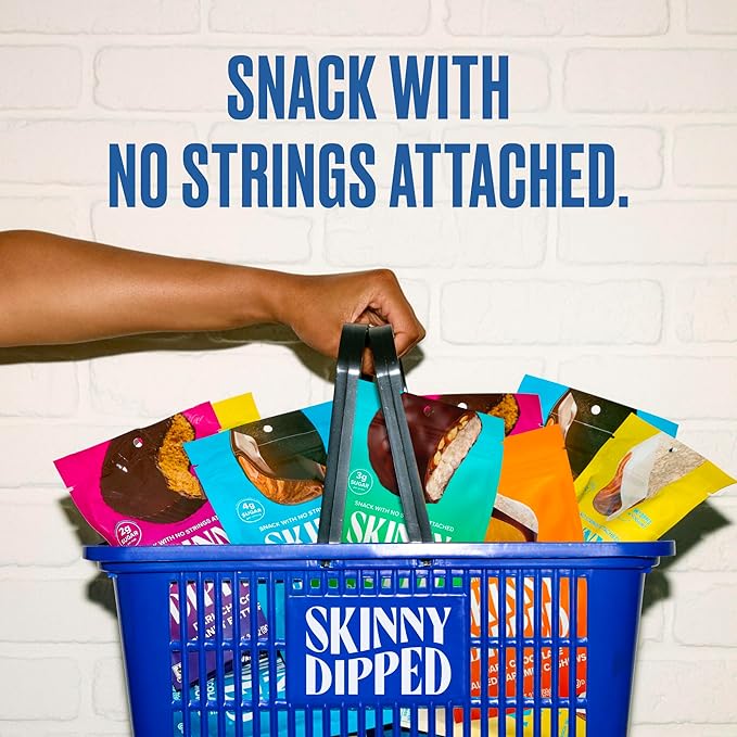 SkinnyDipped Dark Chocolate Peanut Butter Almonds, Chocolate Covered Almonds, Low Sugar, Gluten Free, Healthy Snack, 1.2 Ounce Bags (Pack of 15)