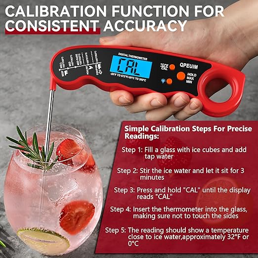 Digital Meat Thermometer Instant Read Meat Thermometer Food Thermometer for Grill and Cooking with Backlight & Calibration, Perfect for Grill, Smoker, Turkey, Candy Making by QPEUIM