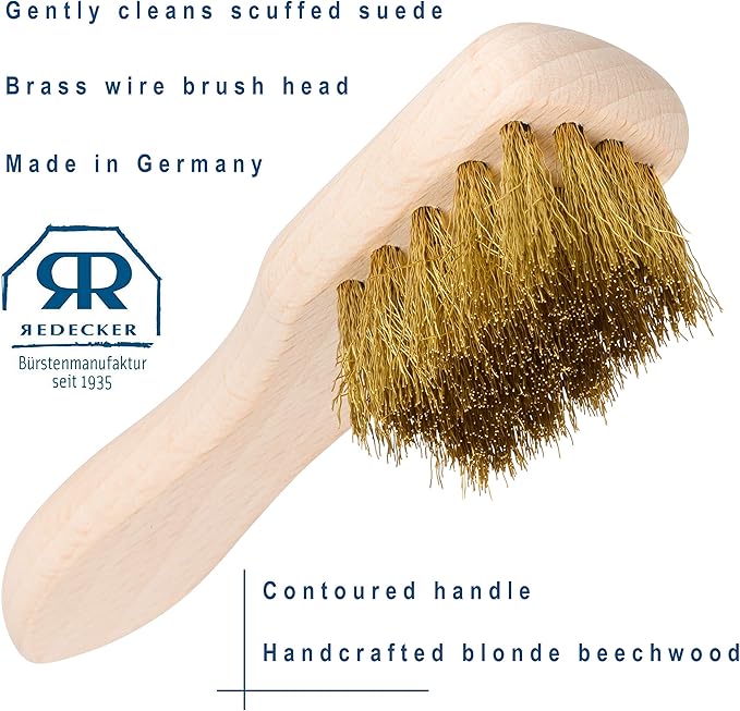 Redecker Brass Suede Brush with Untreated Beechwood Handle, 4-3/4-Inches