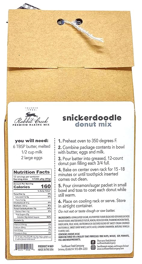 Rabbit Creek Snickerdoodle Donuts Mix – With Dusting Sugar Included – Baked Donuts, Not Fried – Donut Baking Mix
