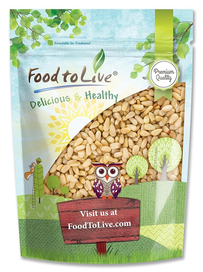 Food to Live Pine Nuts, 2 Pounds Whole Raw Pignolias, Unsalted, Vegan, Kosher, Bulk. Rich in Vitamin E, Protein. Healthy Snack. Great for Pesto, Salads, Homemade Desserts.