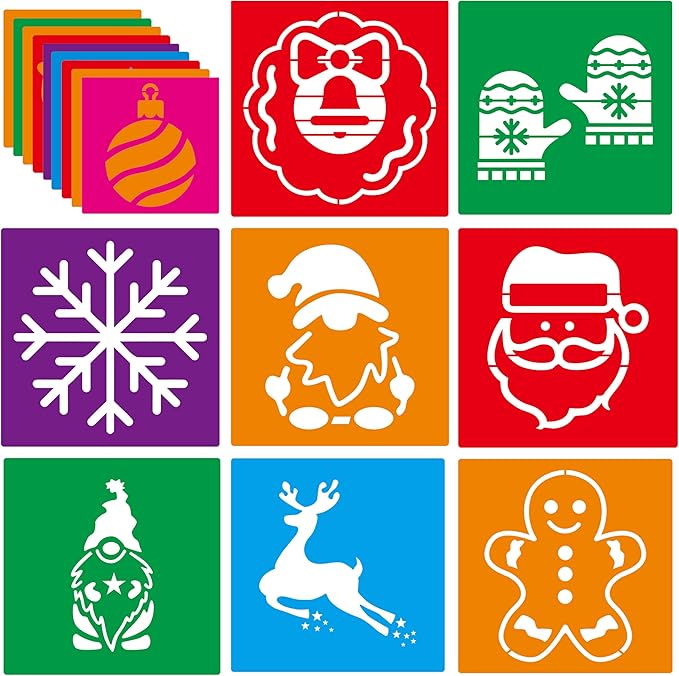 24 Pieces Christmas Stencils Reusable,Drawing Stencils Chalk Template for Painting on Wood Craft,Snowman Template Kit for Porch Door Decor