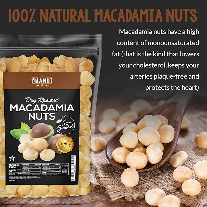 Oven Roasted Macadamia Nuts with Sea Salt- 48 oz (3 lb) Batch Tested Peanut & Gluten Free | No Oil | No PPO | Fancy Whole | Made from Natural Macadamia Nuts