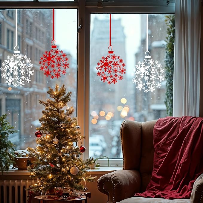 Christmas Stencils for Window Glass Large Christmas Stencils for Crafts Reusable Xmas Snowflake Bauble Holiday Stencil for Painting on Wood Wall Fabrics Decor