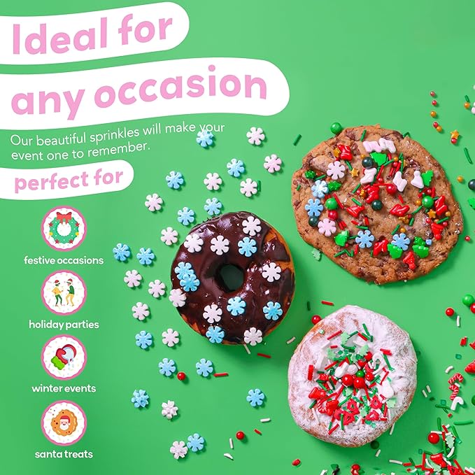 Charming Christmas Sprinkles for Cookie Decorating – Our Mix Includes Pretty Tree, Star & Ornament Sprinkles - For Holiday Cake Decorating (Yuletide Magic)
