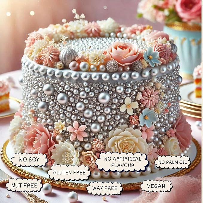 Confect Silver Metallic Sprinkles Mix – Metallic Sugar Pearls & Decorative Disco Balls for Cake, Cupcake & Cookie Decorating -Vegan, Gluten-Free, Nut-Free, Soy-Free, Dairy-Free, Palm Oil-Free – 4.2 oz