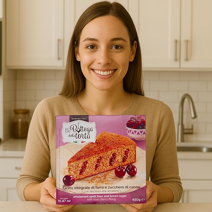 Chocolitaly Italian Cake with Sour Cherry Filling | 450g Each | Pack of 3 | Wholemeal Spelt Flour & Brown Sugar Dessert | Traditional Pastry | Small Batch Baked | Made in Italy
