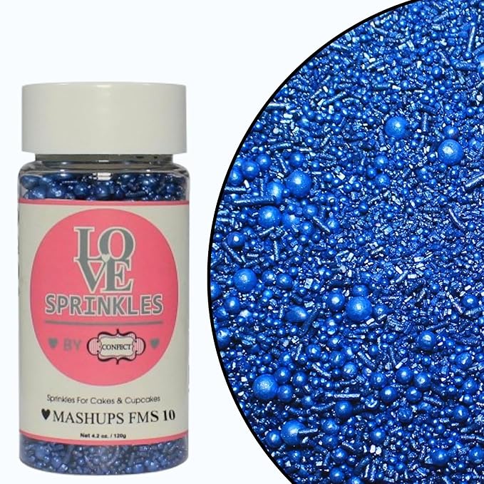 Confect Edible Christmas Sprinkles – Navy Blue Pearl & Vermicelli Mix for Frozen-Themed Cake, Cupcake, Cookie & Holiday Baking Decoration | Vegan, Gluten-Free, Soy-Free, Dairy-Free, Palm Oil-Free- 4.2 Oz