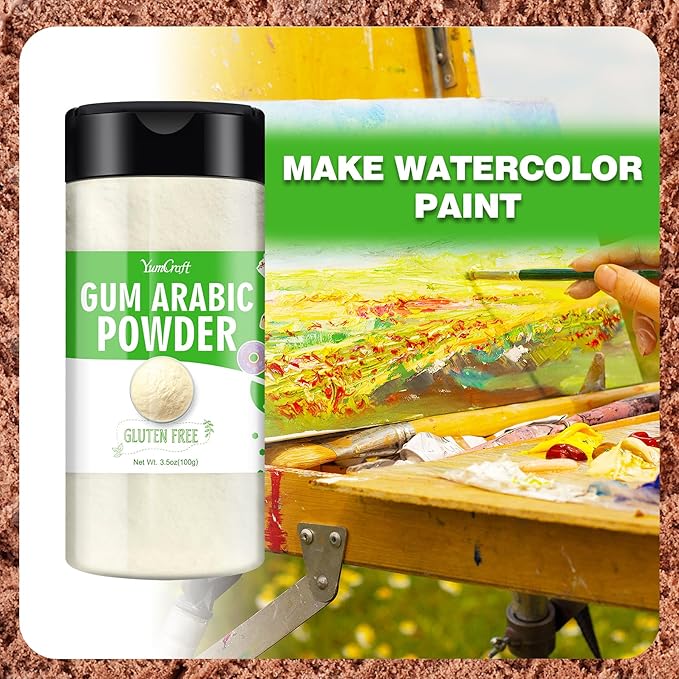 Gum Arabic Powder - 3.5oz Premium Acacia Gum Powder, 100% Pure Food Grade Arabic Gum for Watercolor Paint, Baking, Cosmetics, Gum Arabic Thickener for Ice Cream, Cake, Gum, Yogurt, Sauces, Cocktails