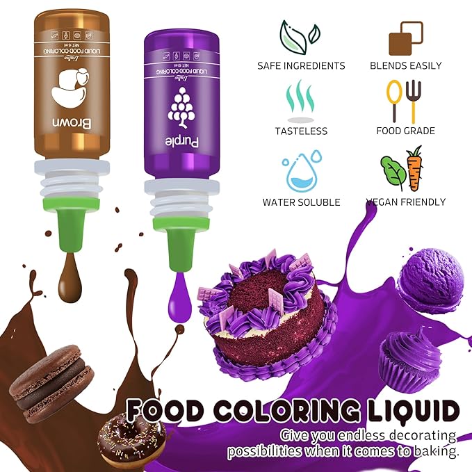 Food Coloring - Vivid Food Coloring for Baking, Cake Decorating, Cookie, Fondant, Macaron - Liquid Tasteless Food Color Dye for Airbrush, DIY Slime Making and Crafts - 6 fl.oz / 160ml (Green)