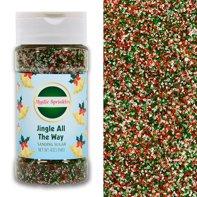 Mystic Sprinkles Christmas Holiday Sprinkle Mixes (Jingle All The Way Sanding Sugar 4oz)