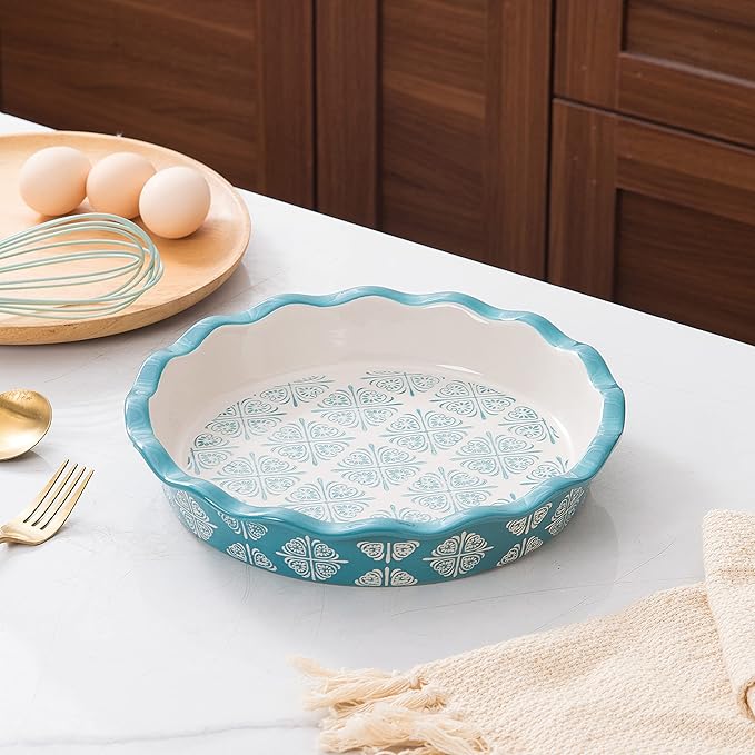 Wisenvoy Pie Pan Ceramic Pie Dish Pie Plate Porcelain Deep Dish Pie Pan Non-Stick Pie Pans