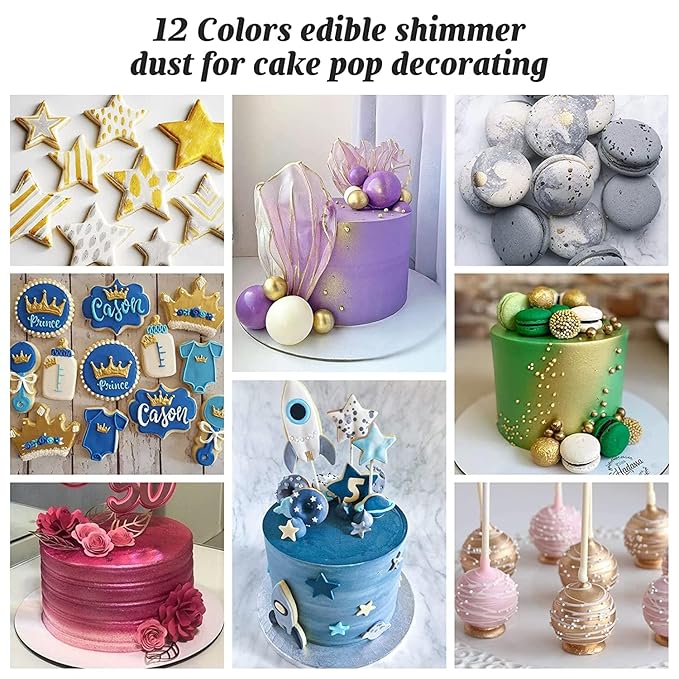 Gold Rose Gold Luster Dust Edible Glitter Drinks Set - Food Grade Cake Dust Shimmer Powdered, Vegan Edible Metallic Powder Food Coloring for Cake Decorating, Chocolates, Fondant, Paints, Kosher