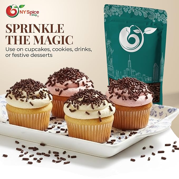NY Spice Shop Nonpareils Chocolate Sprinkles - 1 Pound Baking Chocolate Decorations Sprinkles Edible Gifts - Cupcake Chocolates Sprinkle - Baking Supplies Edible Cake Sprinkle for Sweet Topping