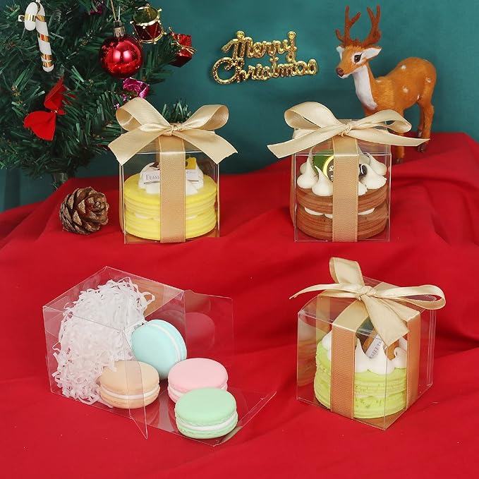 COTOPHER 120 Pcs Clear Boxes for Favors, 3x3x3 Inches Clear Gift Boxes PET Material Party Favor Boxes Plastic Small Gift Boxes with Lids, Candy Boxes for Wedding Favors Baby Shower