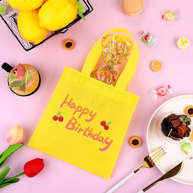 Aneco 30 Pieces Non-Woven Goodie Bags 8×8 Inch Party Favor Gift Bag Reusable Rainbow Cloth Bag for Birthday Party Baby Shower Wedding