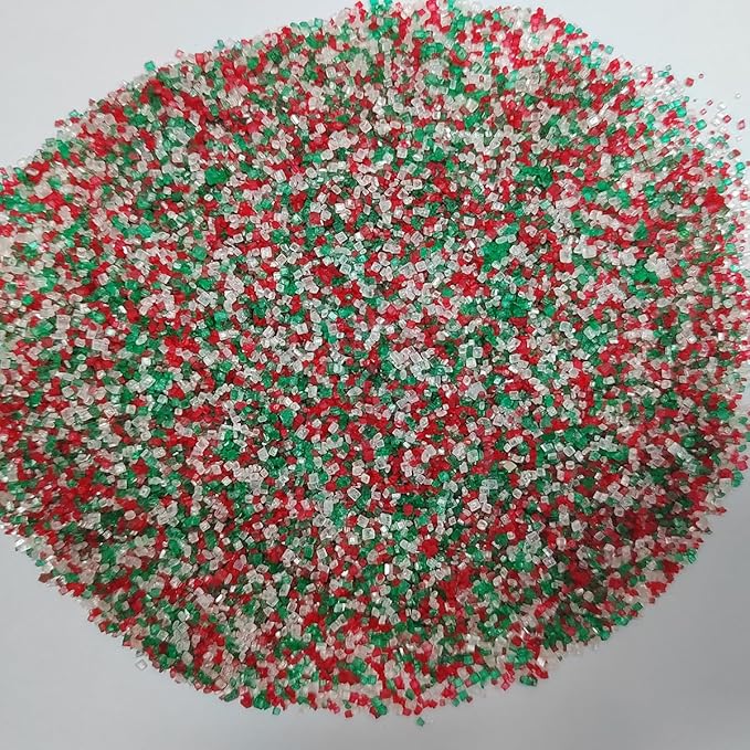 Homankit Christmas Sugar Sprinkles Sanding Sugar Edible Green Red and White Sugar Crystals for Cake Decorating, Baking Cookies, Ice Cream, Cupcake, Celebration Party Supplies
