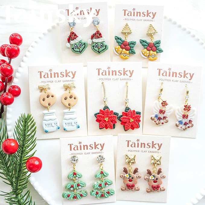 Tainsky Christmas Polymer Clay Cutters, 28 Shapes Winter Clay Cutters for Polymer Clay Jewelry Making