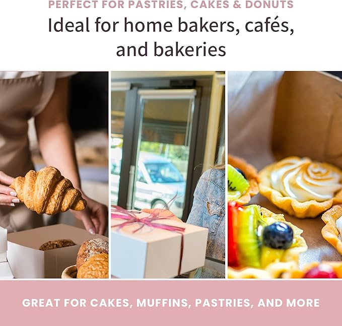 FC Meyer Bakery Boxes - Reversible 6” Classic Box For Pastries & Cookies, Secure Your Bakery Box With Special Side Panel Clips & A Front Tuck Lock, Made In USA, Size 6 x 6 x 3 (Pack of 50)