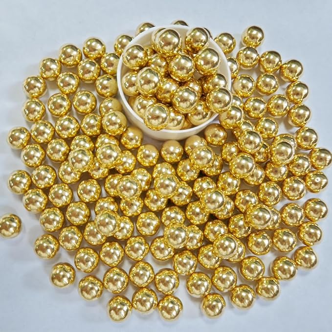 PhilaeEC Gold Peals 10mm Size Sprinkles for Cake Decoration Edible Candy Baking Cookie Cupcake Toppers Wedding Party Valentines Halloween Christmas Supplies 4.23oz