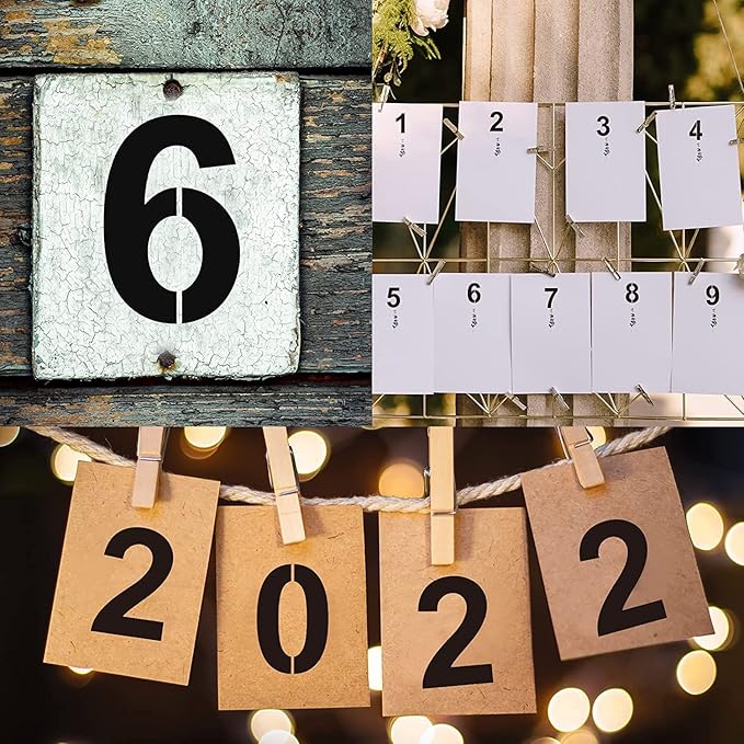 8 Inch Plastic Number Stencils - Reusable Digital Painting Templates for Cake Decorating